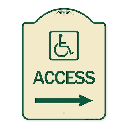 Access With Updated Isa Symbol And Right Arrow Heavy-Gauge Aluminum Architectural Sign